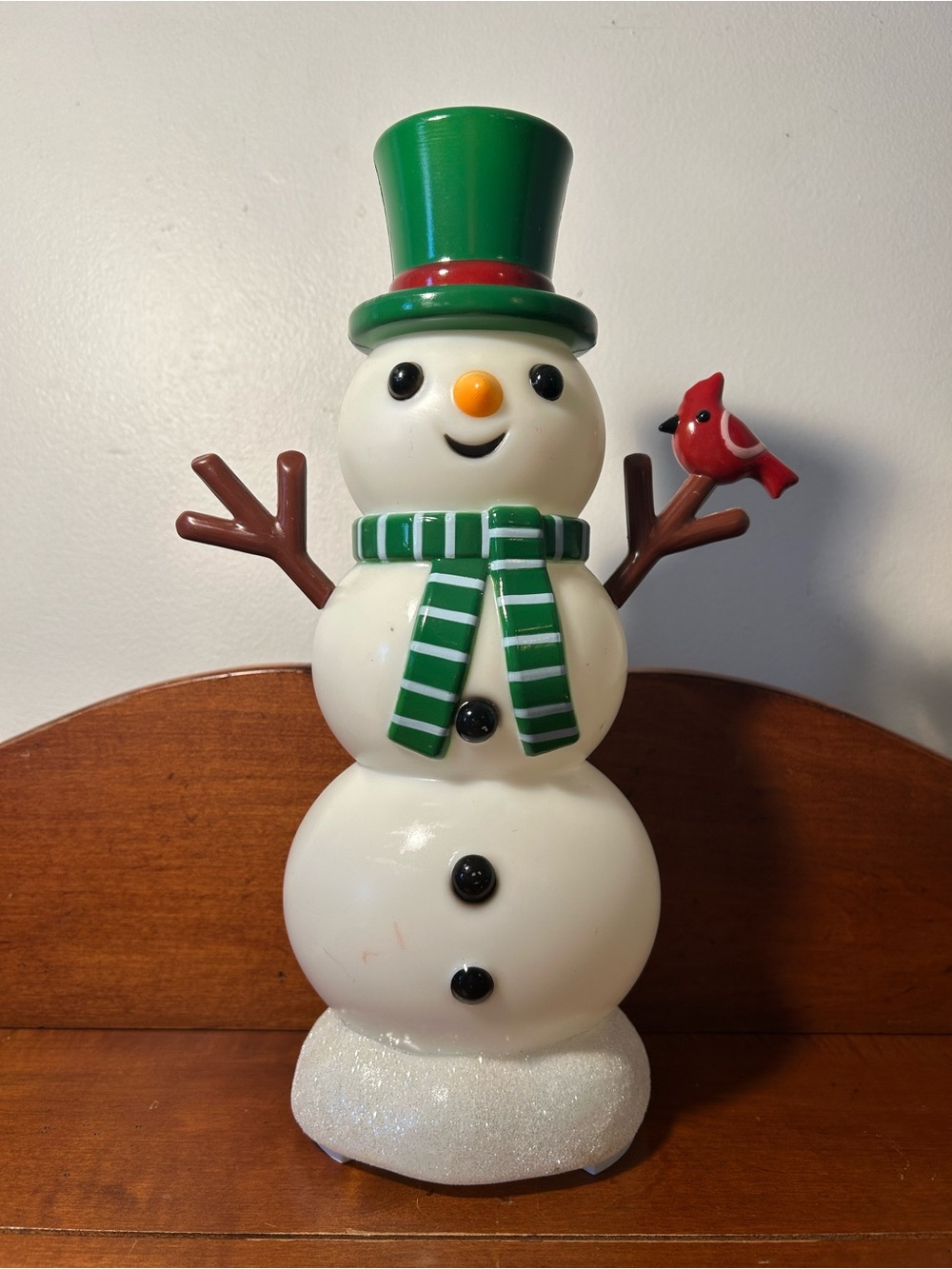 Festive Green-Top Snowman Holiday Decor